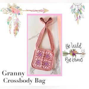 Beautiful Rose Crossbody•Shoulder Strap Granny Crochet Bag  - Brand New